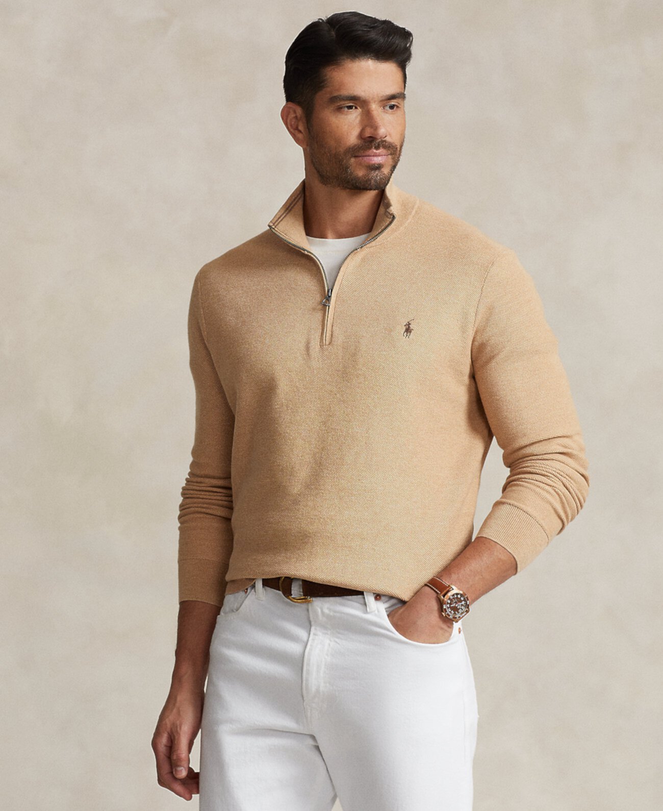 Мужской Свитер Polo Ralph Lauren Mesh-Knit Cotton Quarter-Zip Polo Ralph Lauren