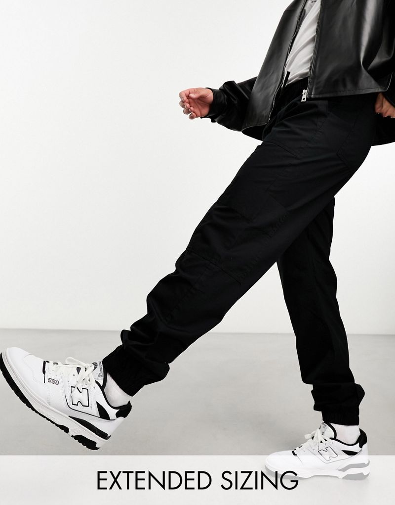 Черные спортивные брюки-карго с эластичной резинкой на талии ASOS DESIGN ASOS DESIGN