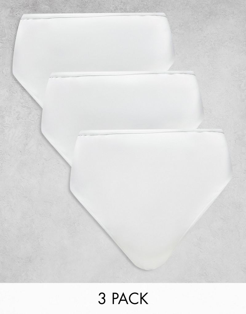 Комплект белых стрингов с завышенной талией из микрофибры ASOS DESIGN Curve (3 шт.) ASOS DESIGN