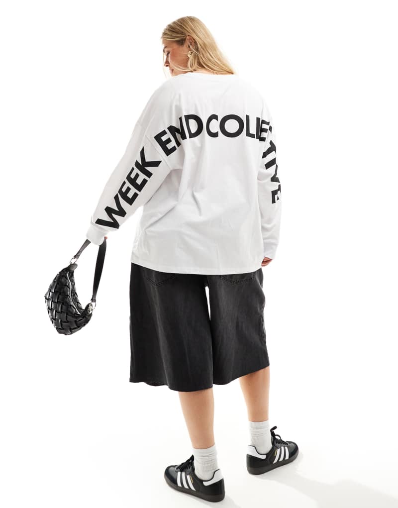 Женская Футболка ASOS WEEKEND COLLECTIVE Oversized с длинным рукавом и логотипом на спине ASOS Weekend Collective