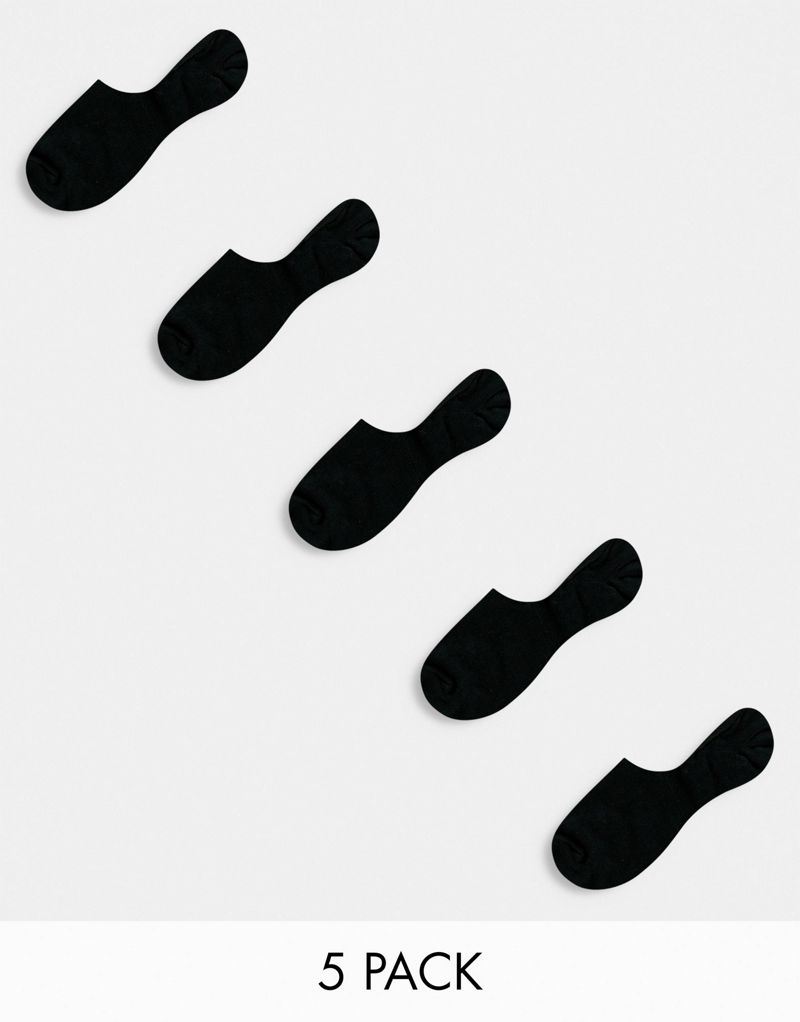 Комплект из 5 черных носков-неявок ASOS DESIGN — экономьте! ASOS DESIGN