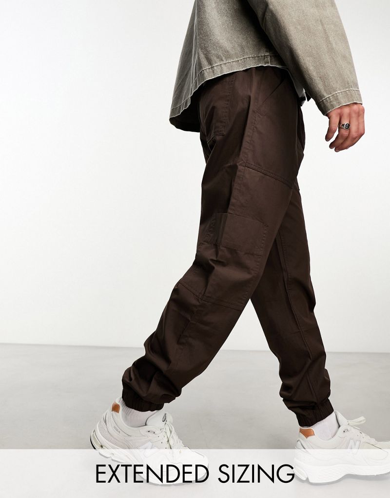 Карго-штаны с потайной резинкой на талии ASOS DESIGN в коричневом цвете для мужчин ASOS DESIGN