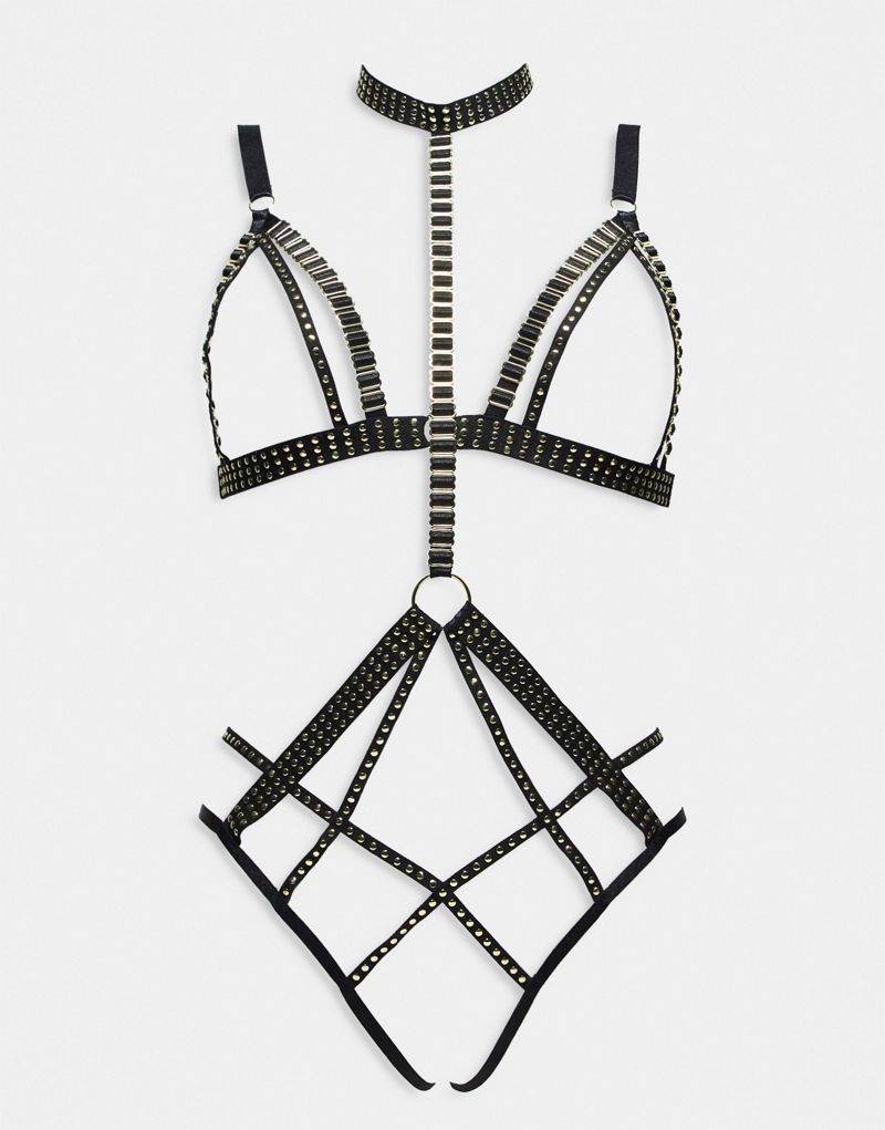 Черный комплект из открытого шейного ремня и стрингов с замысловатыми деталями Ann Summers Cleopatra Ann Summers