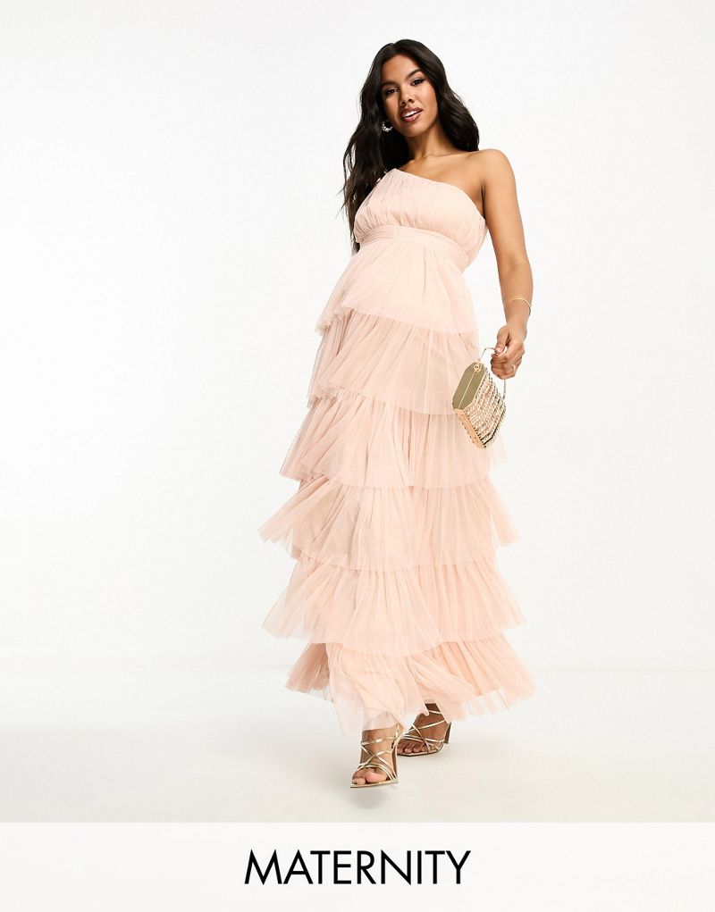 Розовое платье макси на одно плечо Beauut Maternity Bridesmaid Beauut