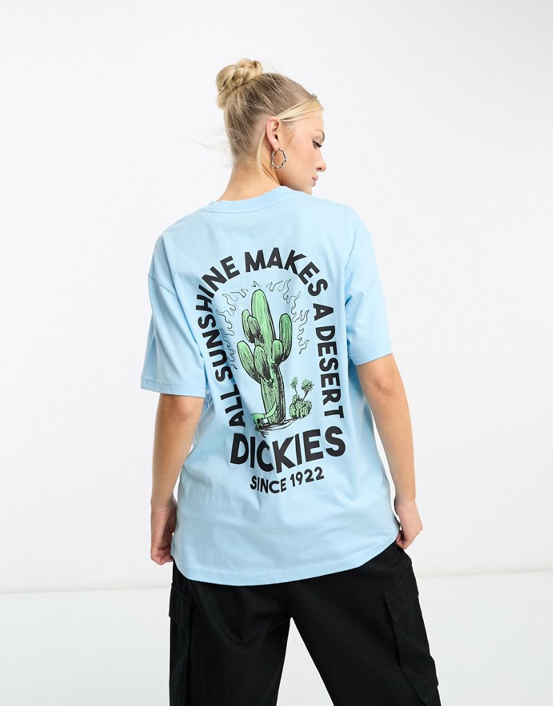Небесно-голубая футболка с принтом кактусов на спине Dickies Badger Mountain эксклюзивно для ASOS Dickies