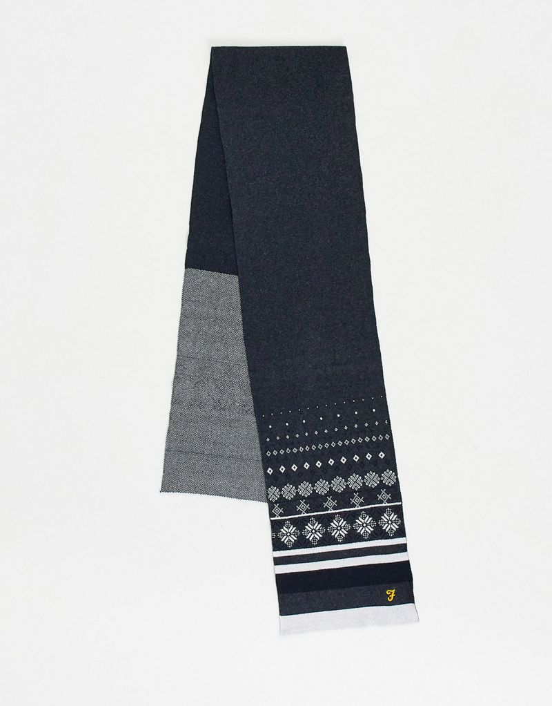 Темно-серый шарф Fair Isle с логотипом Farah Farah