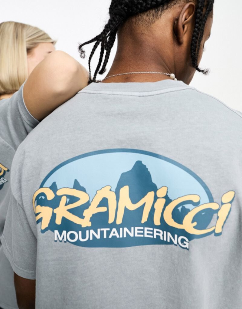 Серая футболка с принтом на спине Gramicci Summit Gramicci