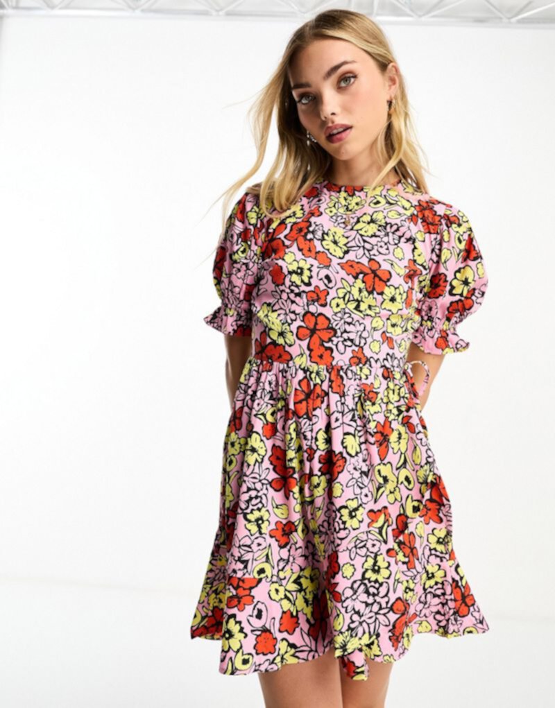 Женское мини-платье с ярким цветочным принтом от Influence Influence