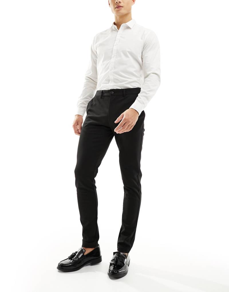 Черные брюки Jack & Jones Premium slim fit с тканью джерси и карманами Jack & Jones