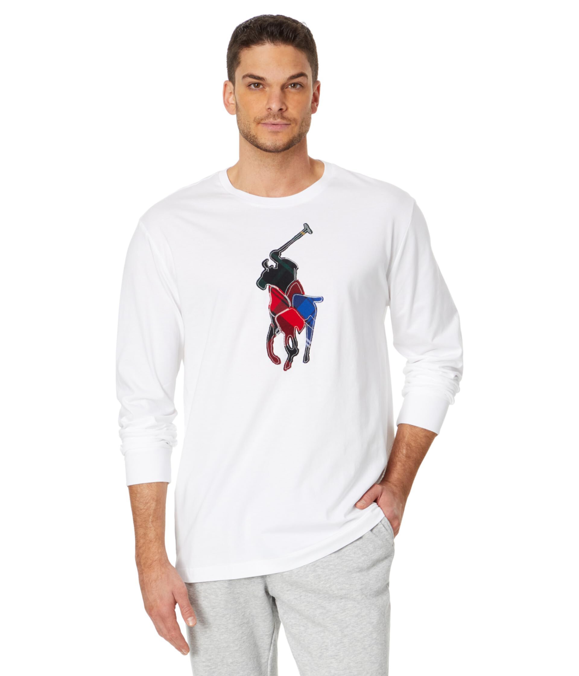 Классическая футболка из джерси с пони в клетку Polo Ralph Lauren