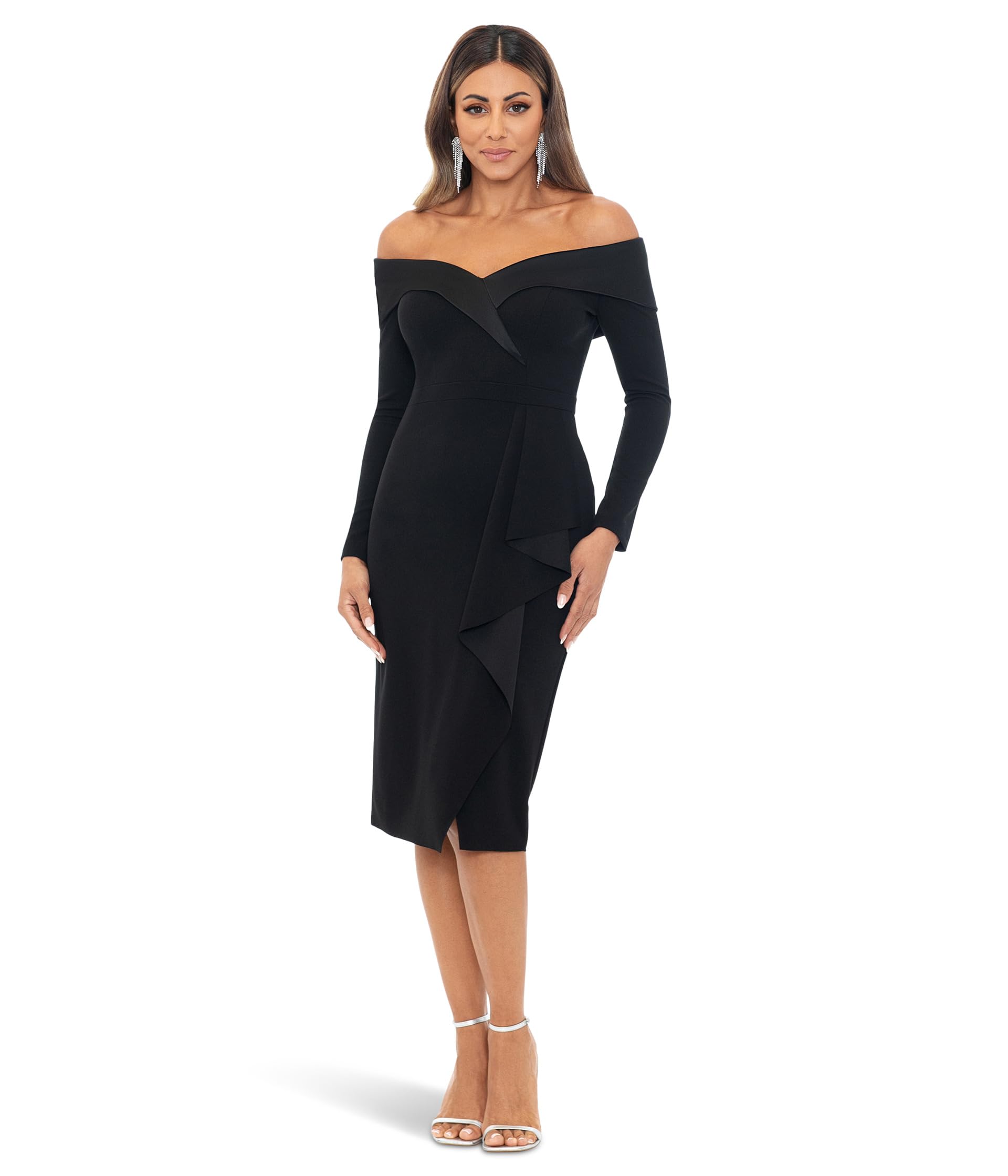 Short Scuba Crepe Off-the-Shoulder Long Sleeve Xscape