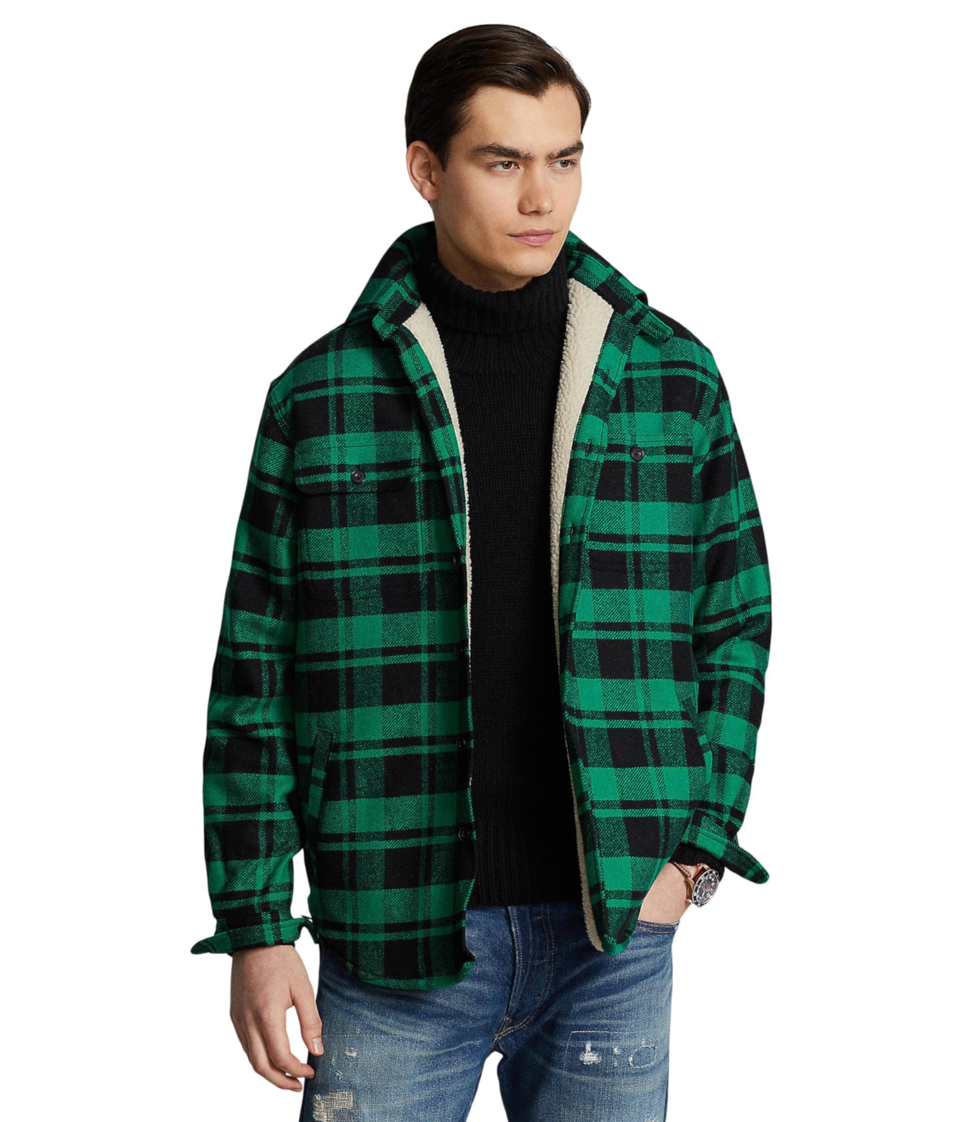 Классическая куртка-рубашка из смесовой шерсти Polo Ralph Lauren
