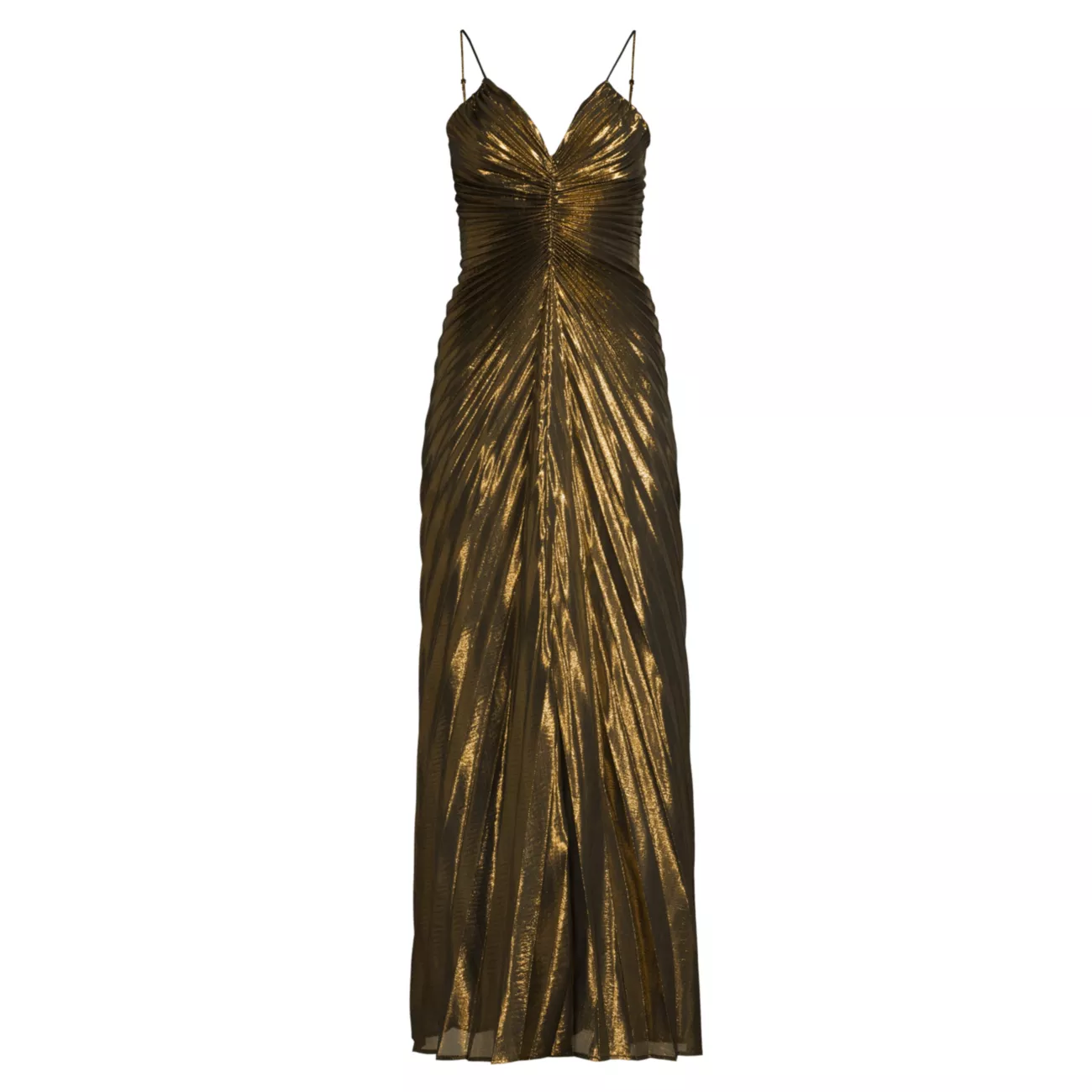 Плиссированное шелковое платье макси Marylin с эффектом металлик DELFI