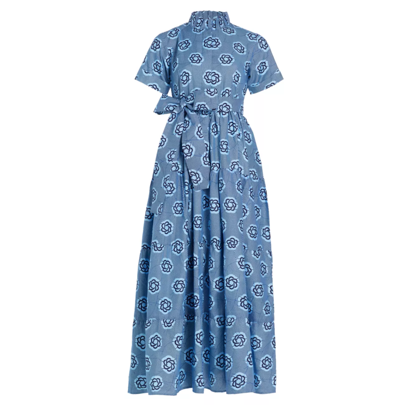 Olori Striped Geometric Cotton Tiered Maxi Dress Elisamama