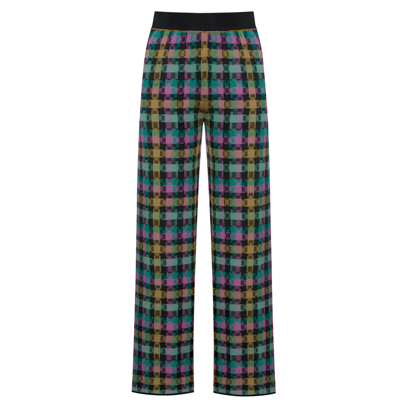 Ren Checked Flat-Front Pants Knitss