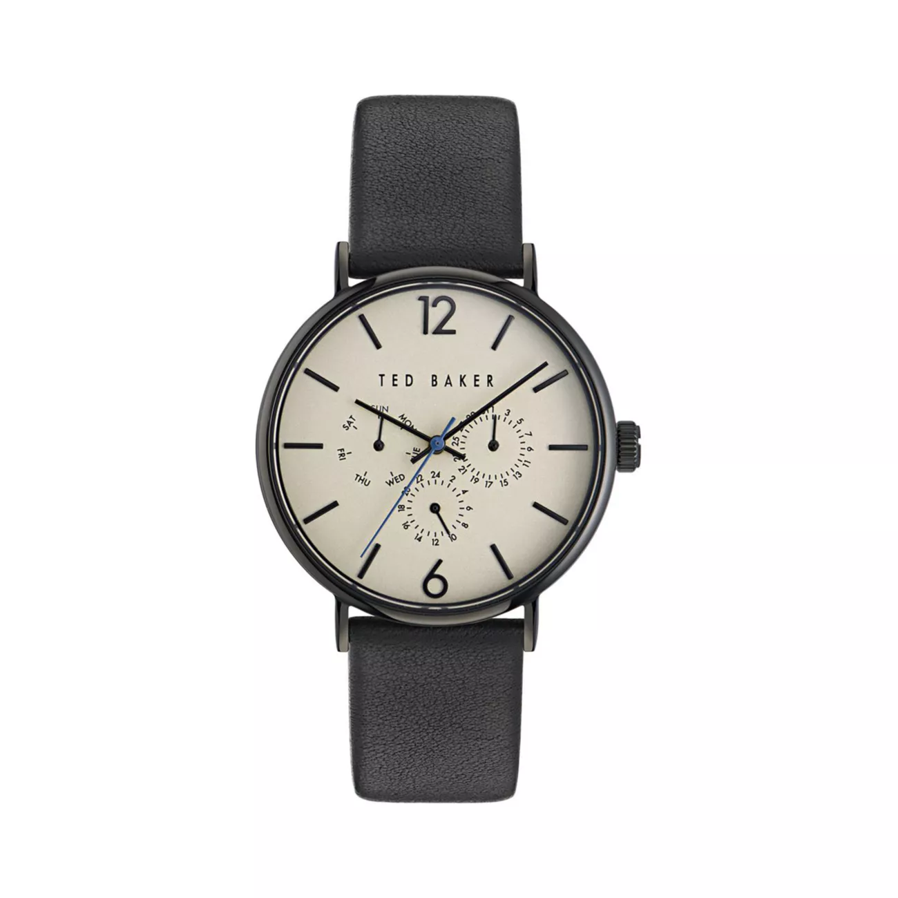 Phylipa Gents Timeless Blackened Stainless Steel &amp; Leather Chronograph Watch/41MM Ted Baker