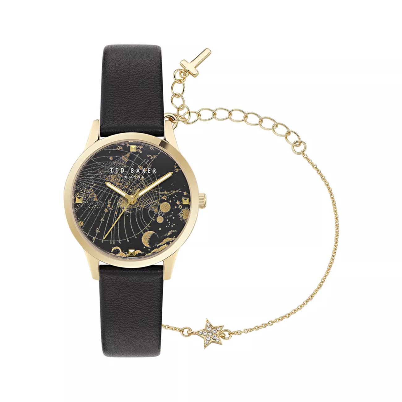 Fitzrovia Fashion, нержавеющая сталь с покрытием из желтого золота и усилитель; Часы с кожаным ремешком/34 мм Ted Baker