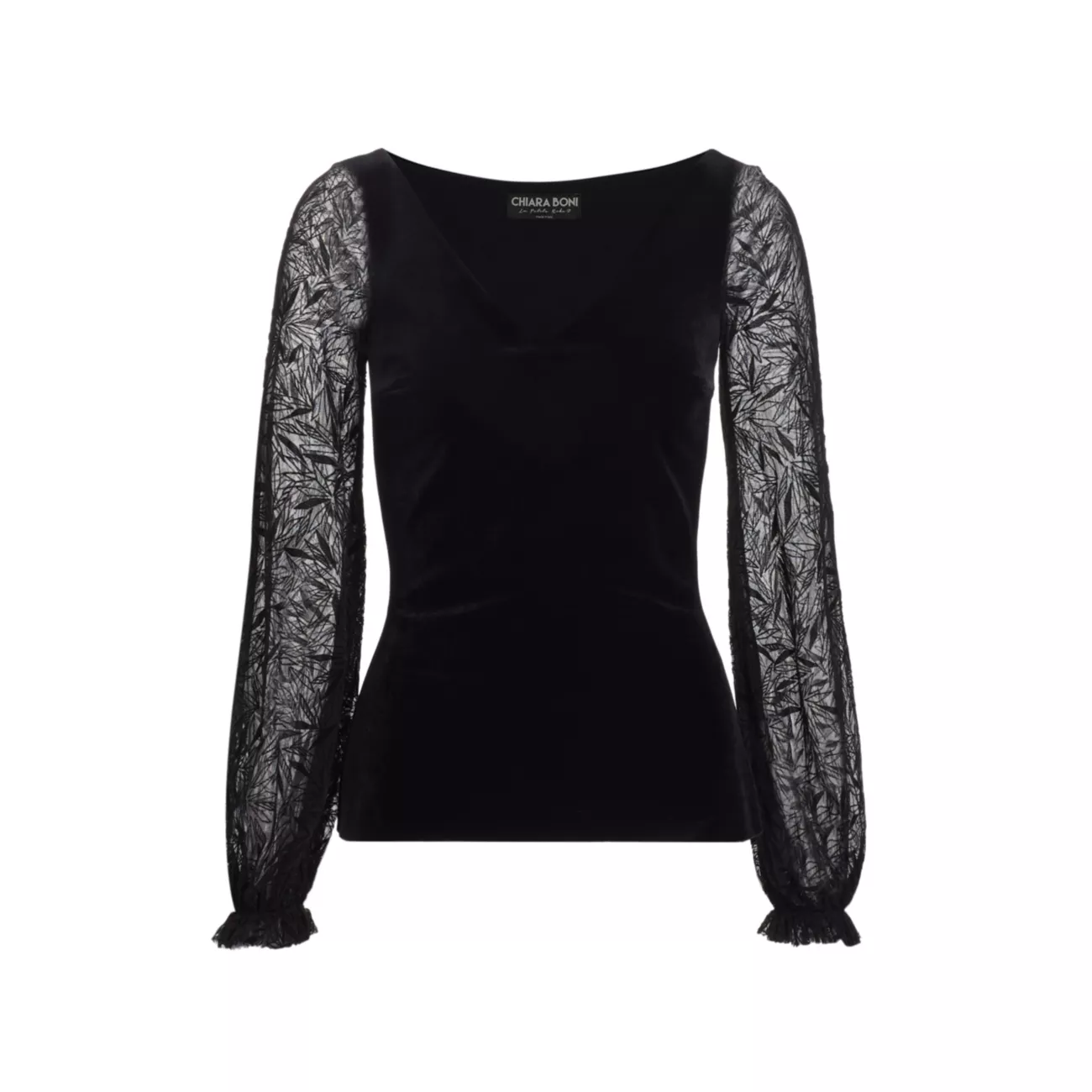 Loghteka Lace-Trim Velvet Top Chiara Boni La Petite Robe