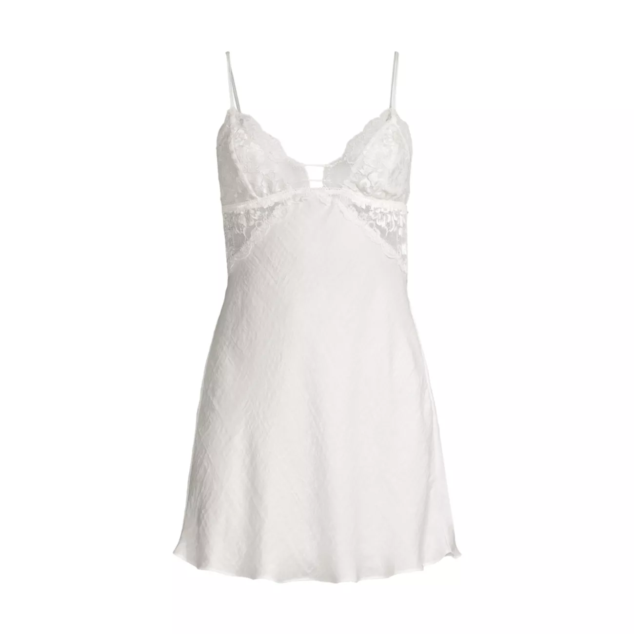 Silver Floral Lace Satin Chemise In Bloom by Jonquil