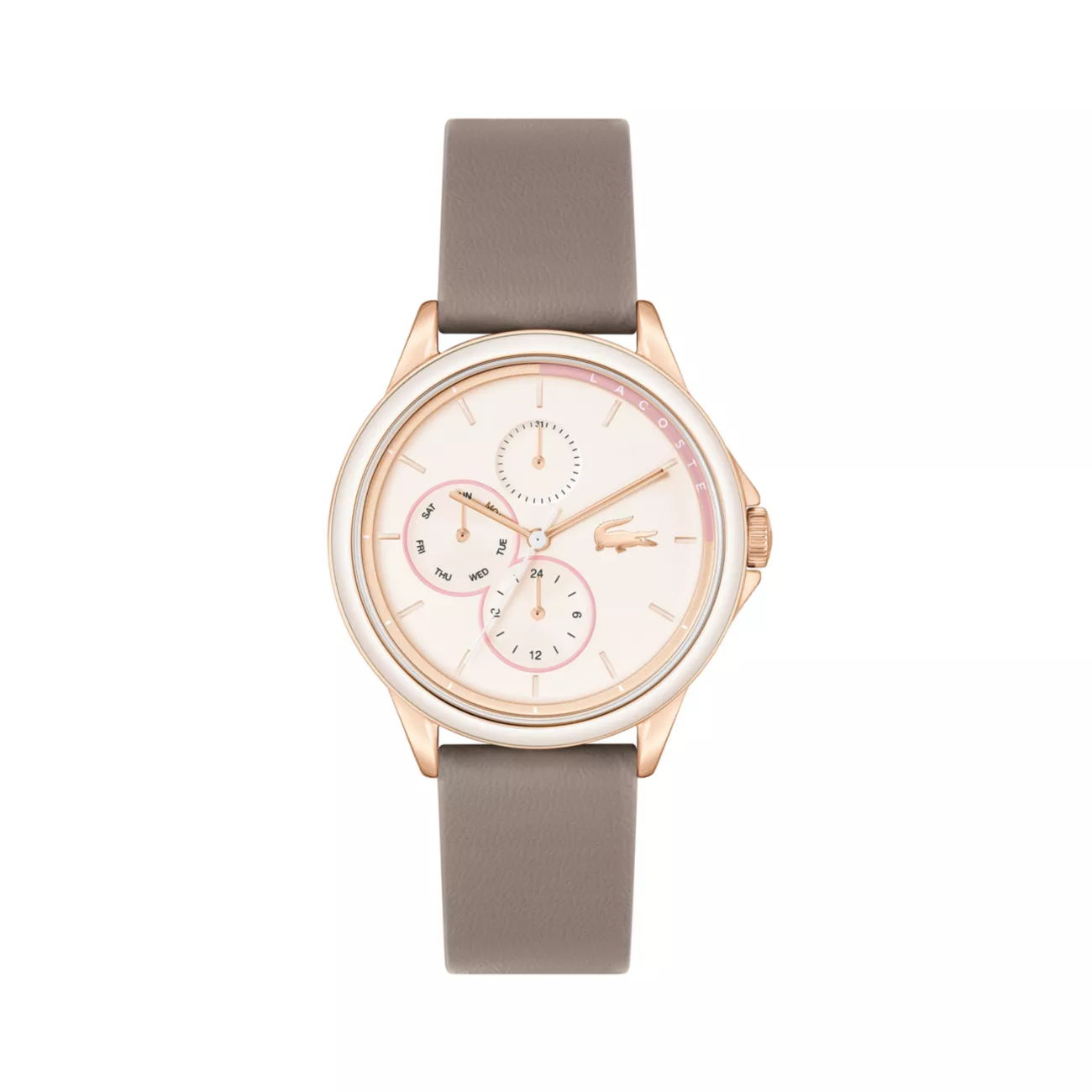 Skyhook из нержавеющей стали цвета розового золота и усилителя; Кожаные часы с хронографом/38 мм Lacoste
