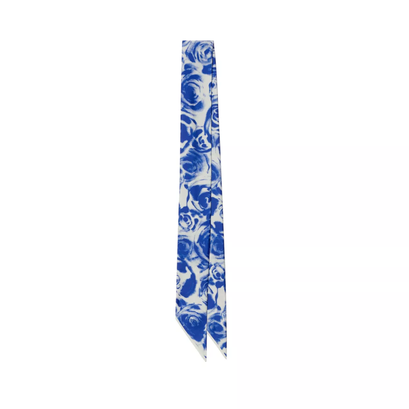 Шелковый узкий шарф с принтом роз Burberry