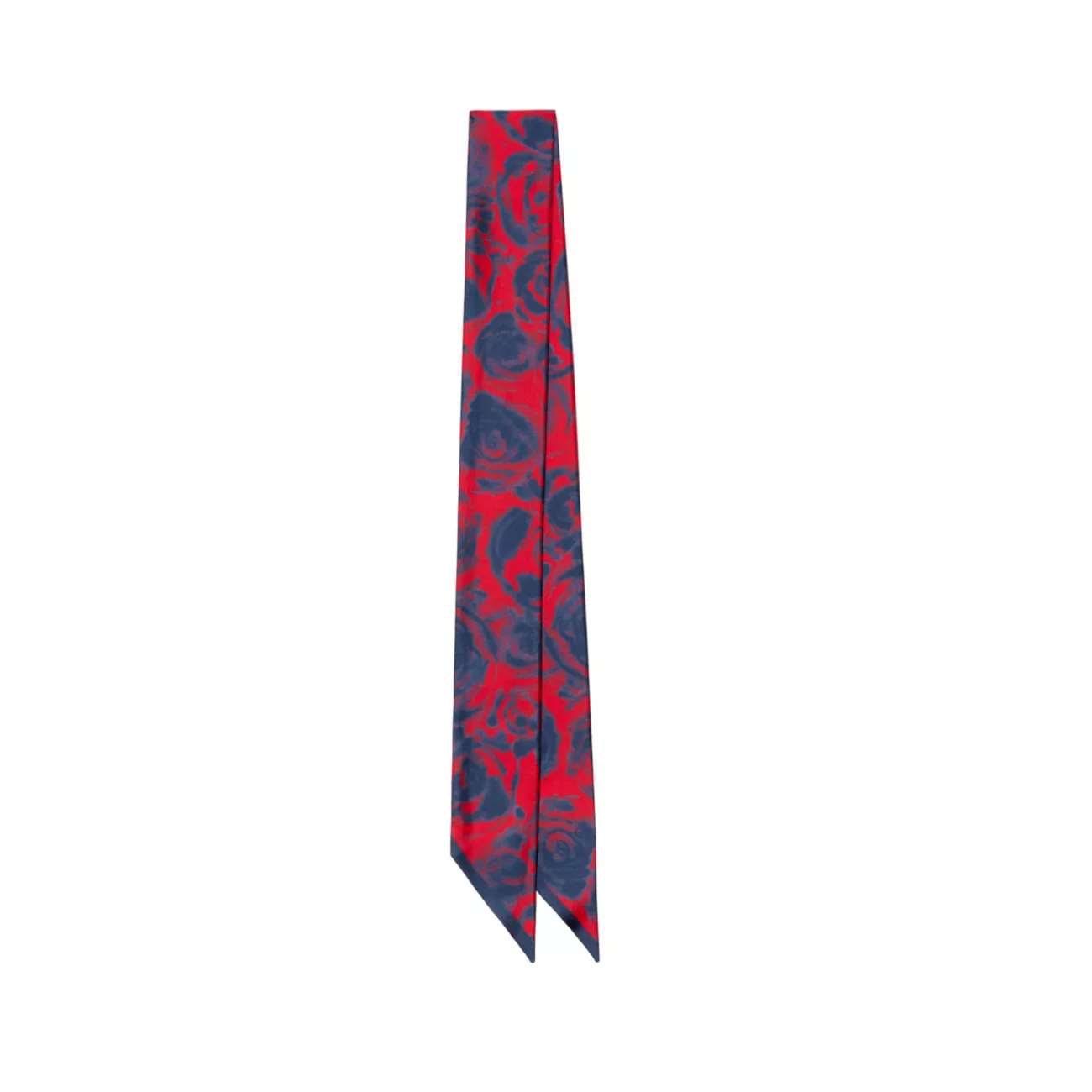 Шелковый узкий шарф с принтом роз Burberry