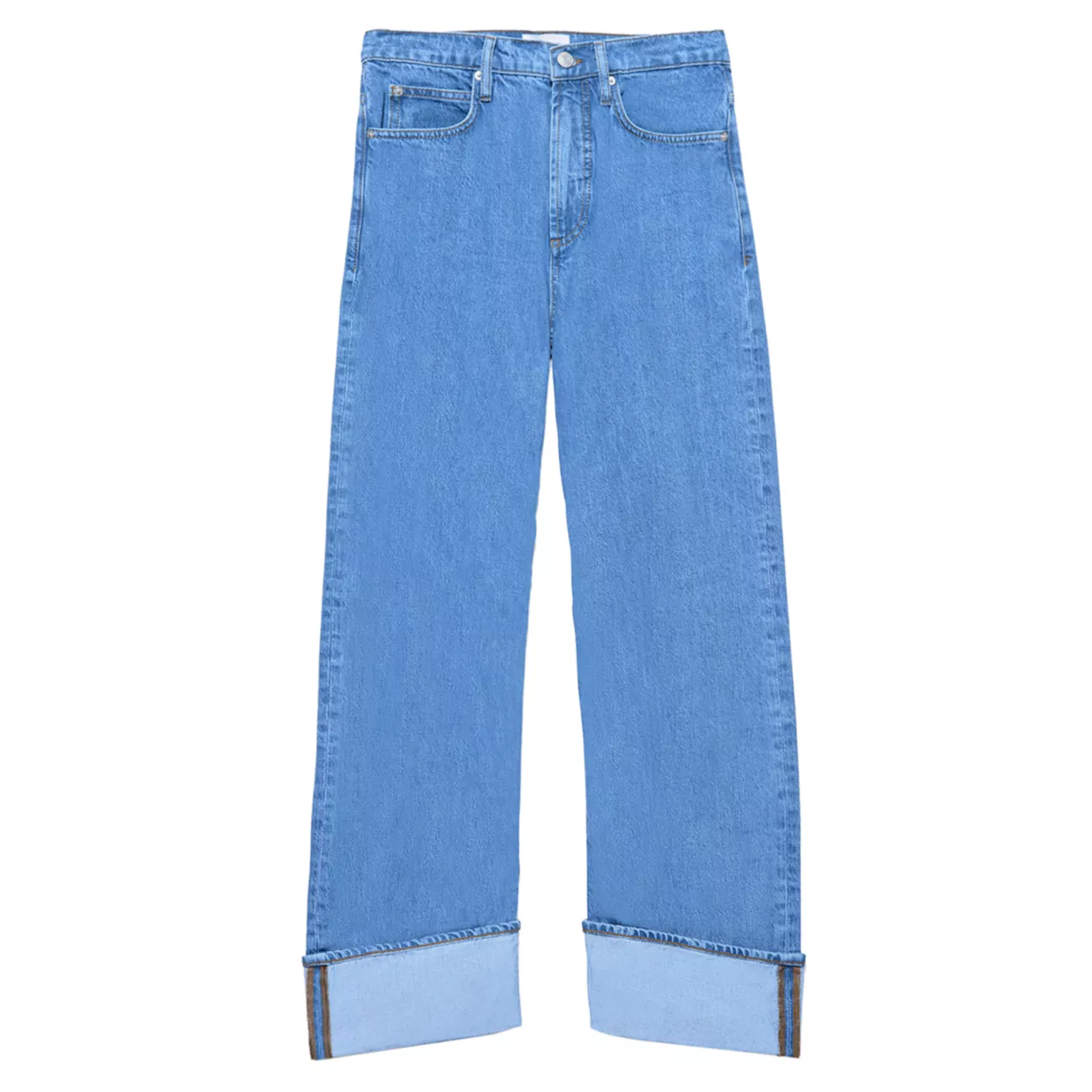 Широкие подвернутые джинсы с высокой посадкой FRAME