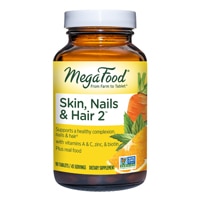Skin Nails & Hair 2 с биотином, витамином А и витамином С, 90 таблеток MegaFood