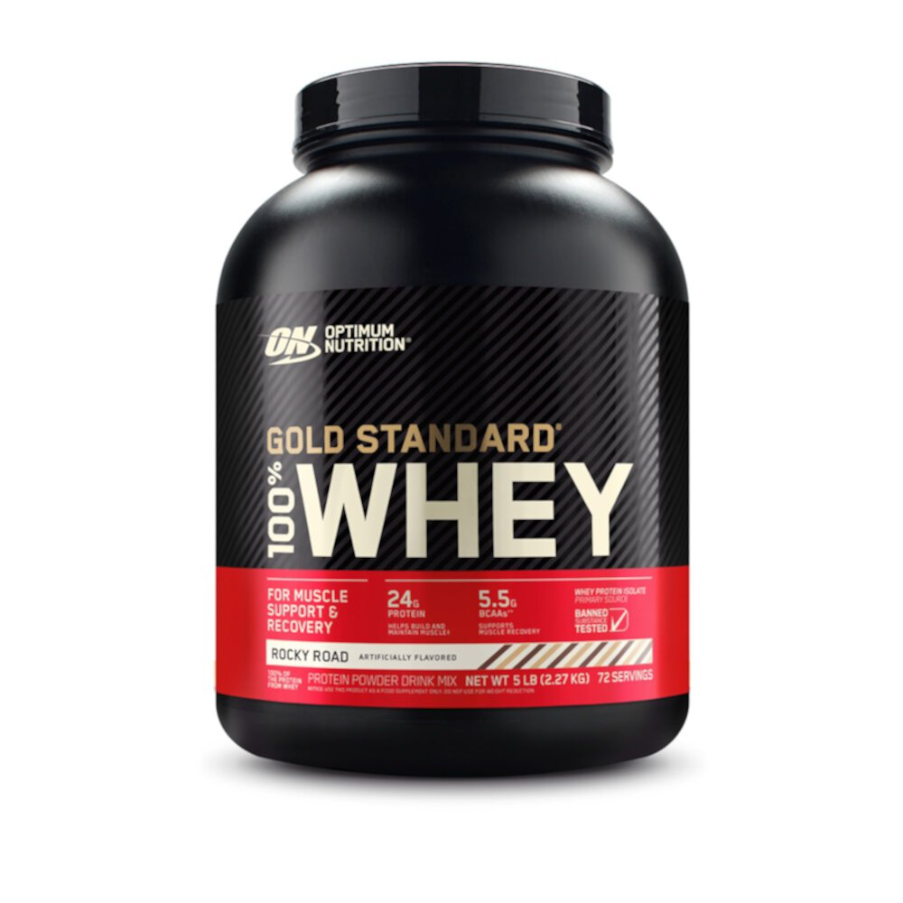 Gold Standard 100% Whey Protein Powder (Порошок) For Muscle Support and Recovery Rocky Road -- 72 Servings (Порции) Optimum Nutrition