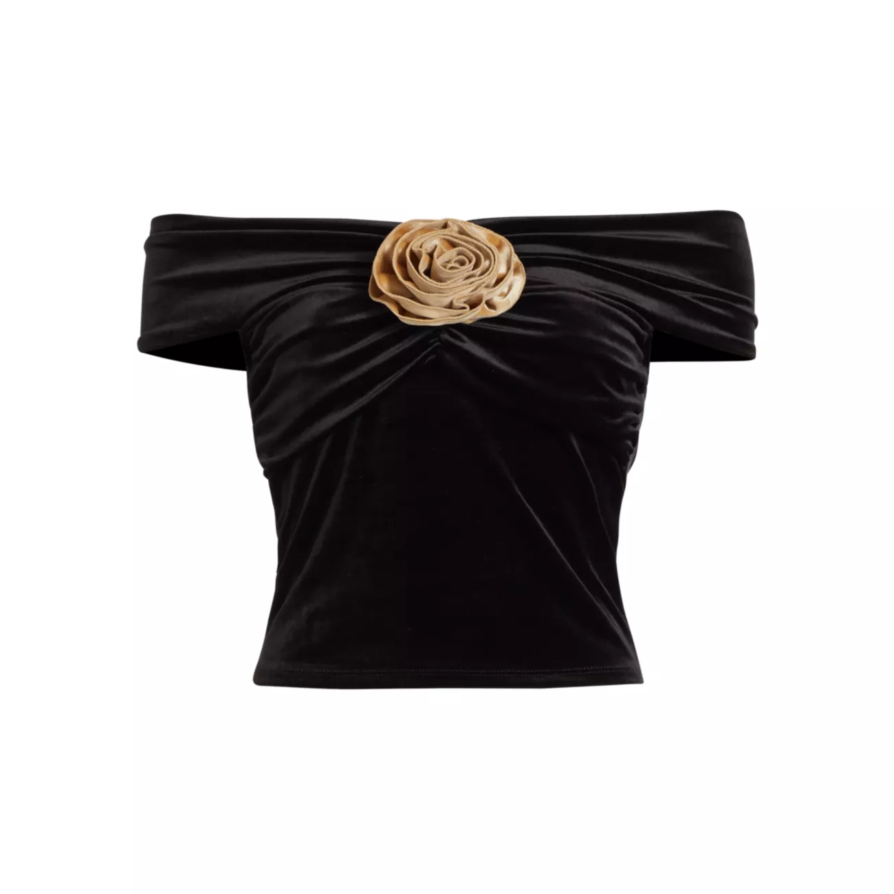 Изумрудная блузка из эластичного бархата с открытыми плечами REFORMATION