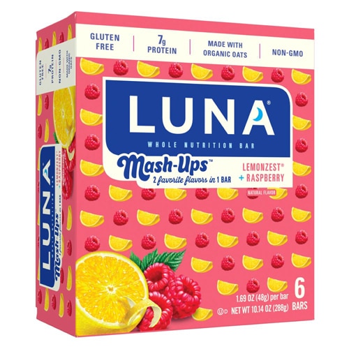 Питательные батончики Lemonzest + Raspberry, 6 шт, 7 г белка Luna