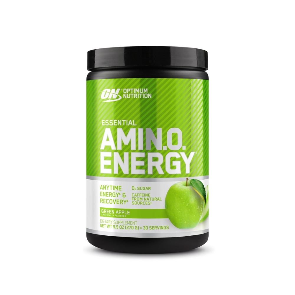 Essential Amin.o. Energy Powder (Порошок) Anytime Energy and Recovery Green Apple -- 30 Servings (Порции) Optimum Nutrition