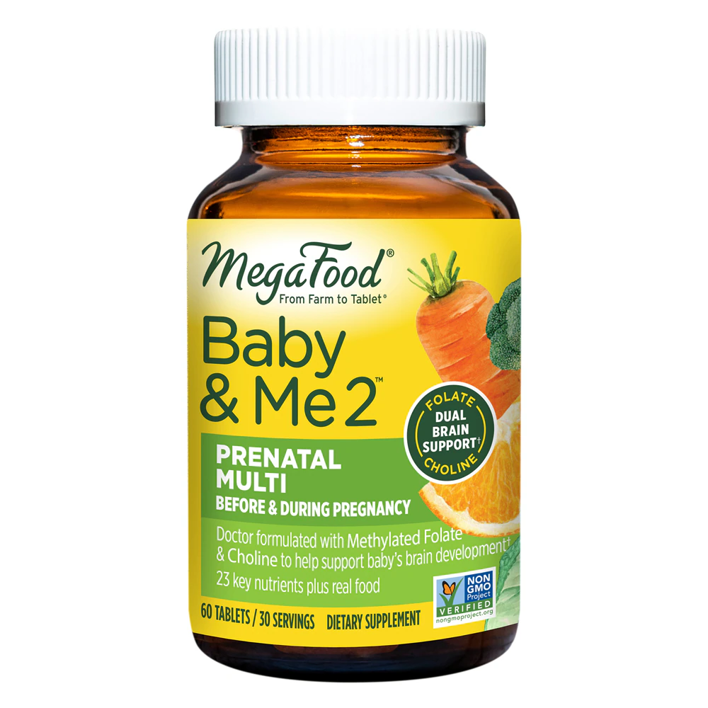 Baby & Me 2 Prenatal Multivitamin -- with Folate and Choline -- 60 Tablets MegaFood