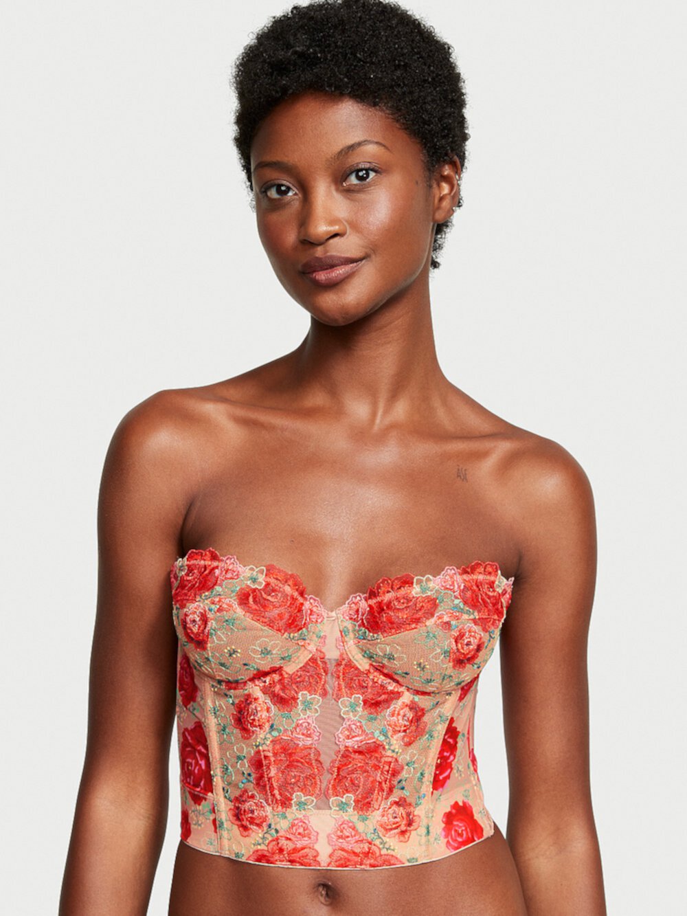 Strapless Floral Embroidery Corset Top Dream Angels