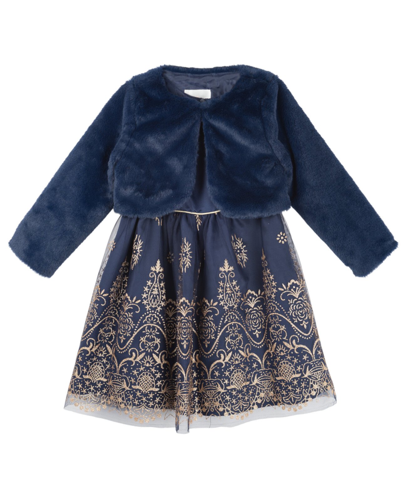 Платье в светлую сетку и куртка из искусственного меха для маленьких девочек, комплект из 2 предметов Rare Editions