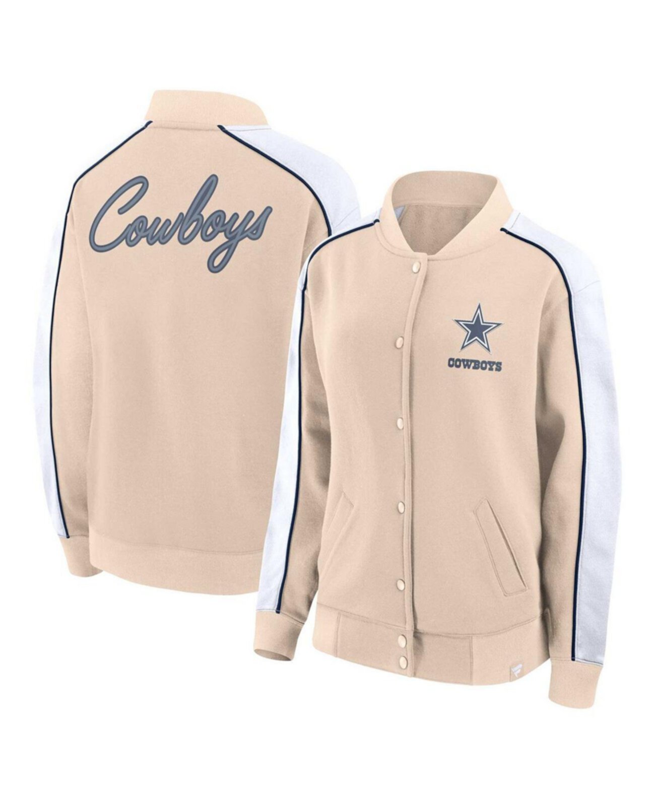Женская университетская куртка с длинными кнопками светло-коричневого цвета Dallas Cowboys Lounge Fanatics