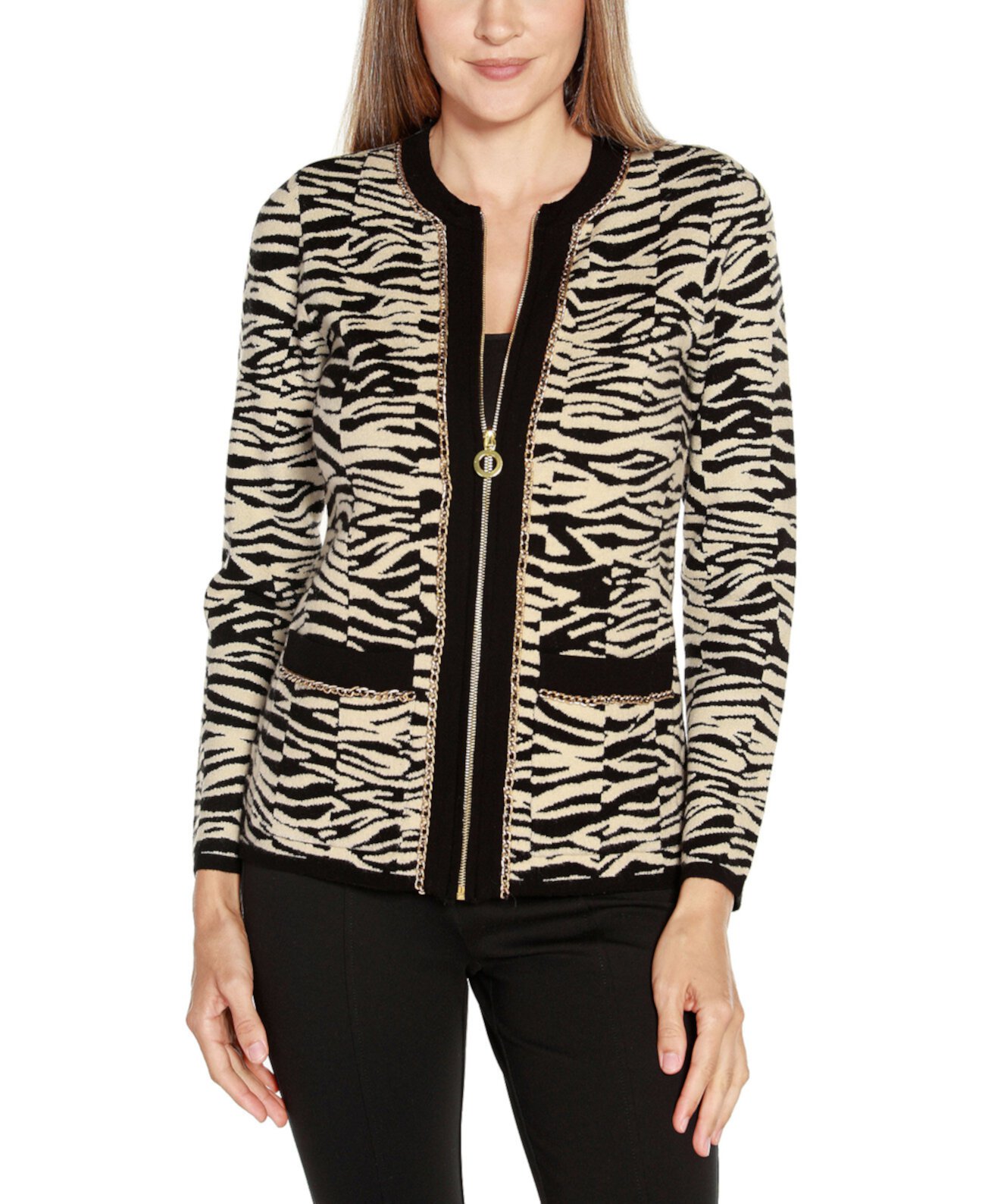 Женская жаккардовая куртка-свитер с принтом зебры Black Label Belldini