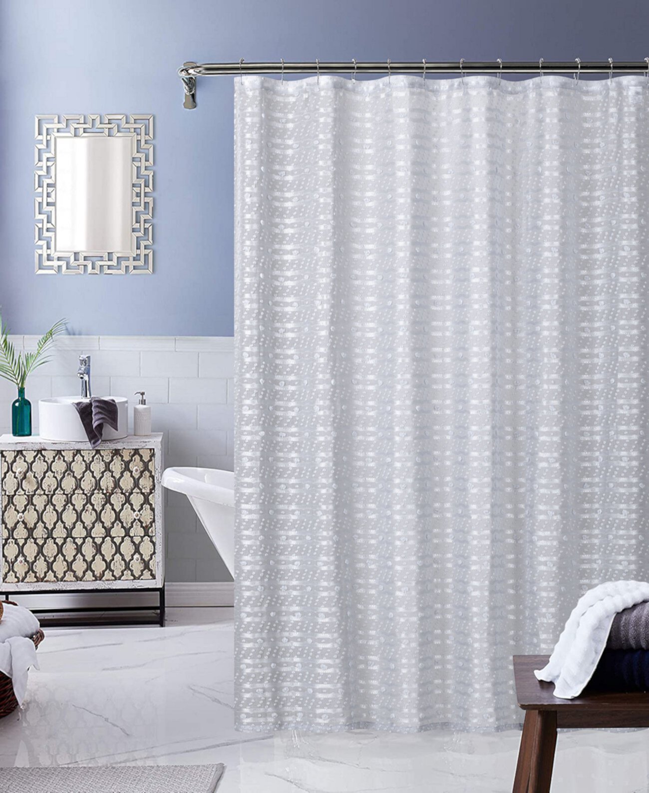 Cassandra Clipped Shower Curtain, 72" x 70" Dainty Home