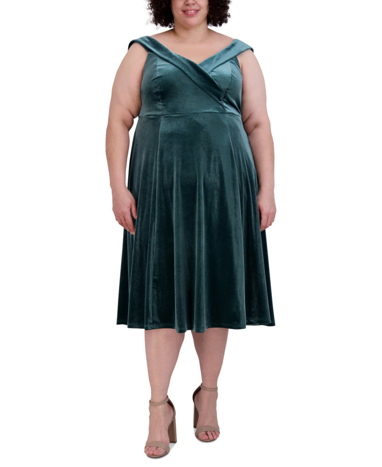 Бархатное платье миди без рукавов больших размеров Robbie Bee