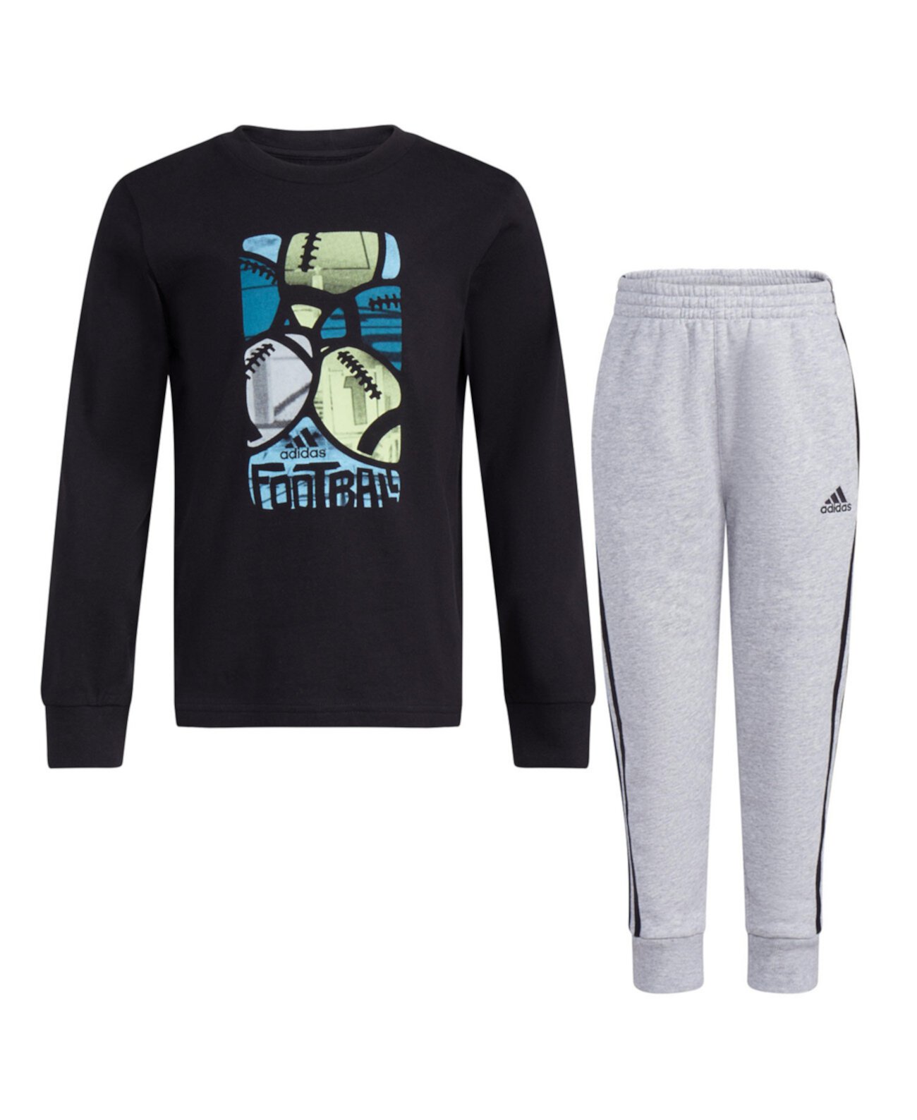 Хлопковая футболка для мальчиков и флисовые спортивные штаны Heather, комплект из 2 предметов Adidas