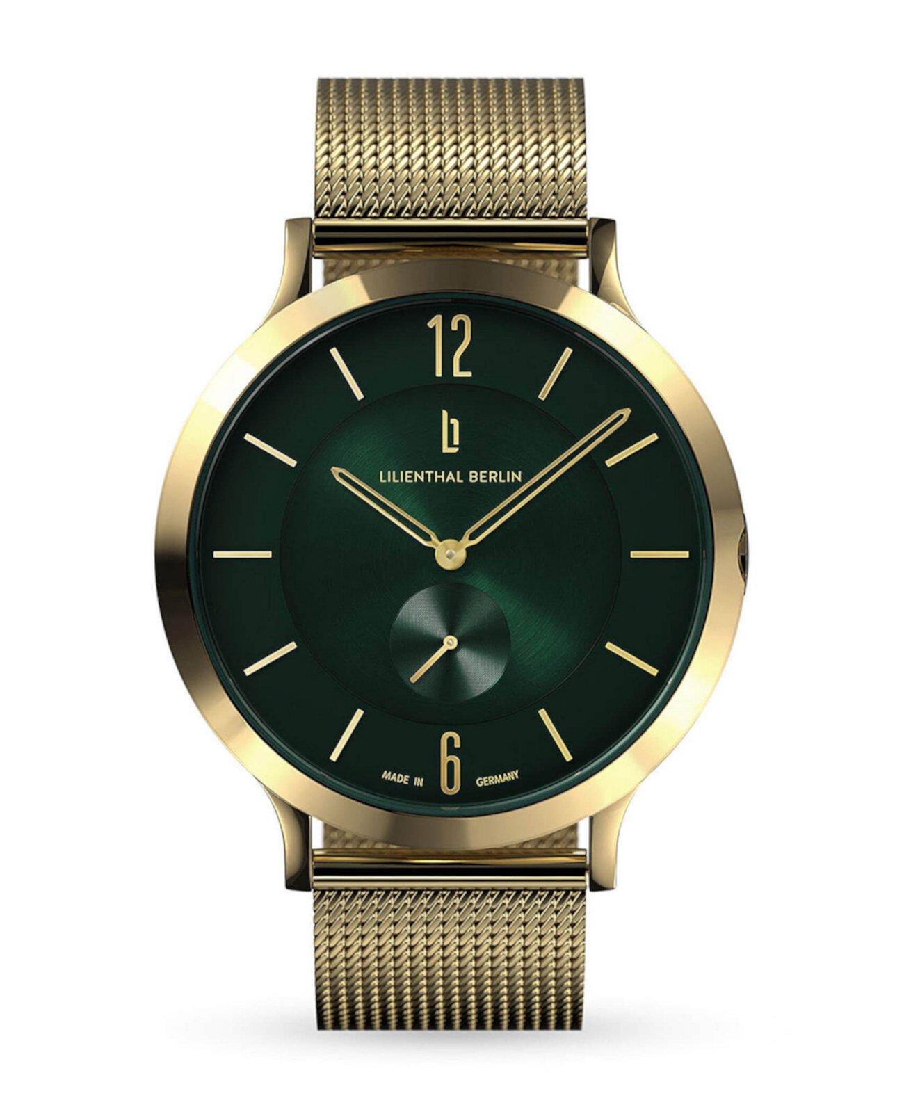 Мужские классические золотисто-зеленые золотистые часы из нержавеющей стали с сеткой, 42 мм Lilienthal Berlin