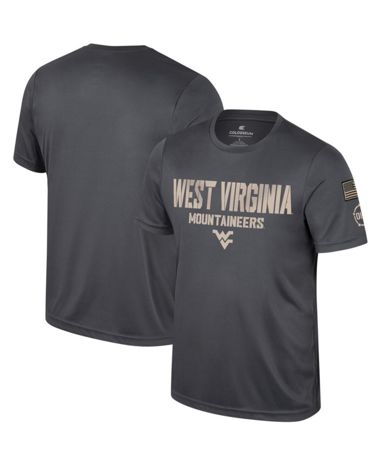 Мужская темно-серая футболка West Virginia Mountaineers OHT в военном стиле с благодарностью Colosseum