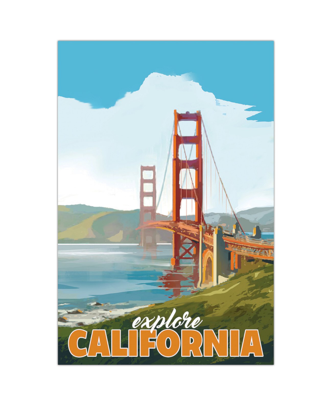 Безрамная свободно плавающая графическая панель из закаленного стекла "Golden Gate Gaze", 36 x 24 x 0,2 дюйма Empire Art Direct