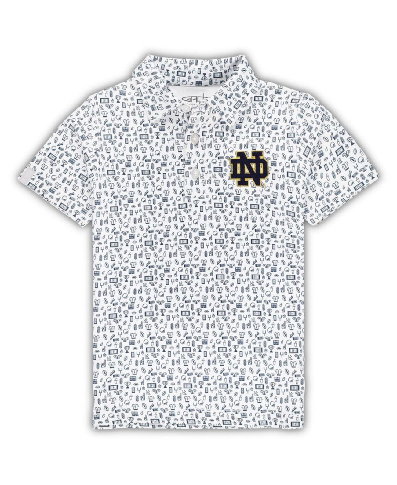 Белая рубашка-поло с принтом Notre Dame Fighting Irish Crew для мальчиков и девочек для малышей Garb