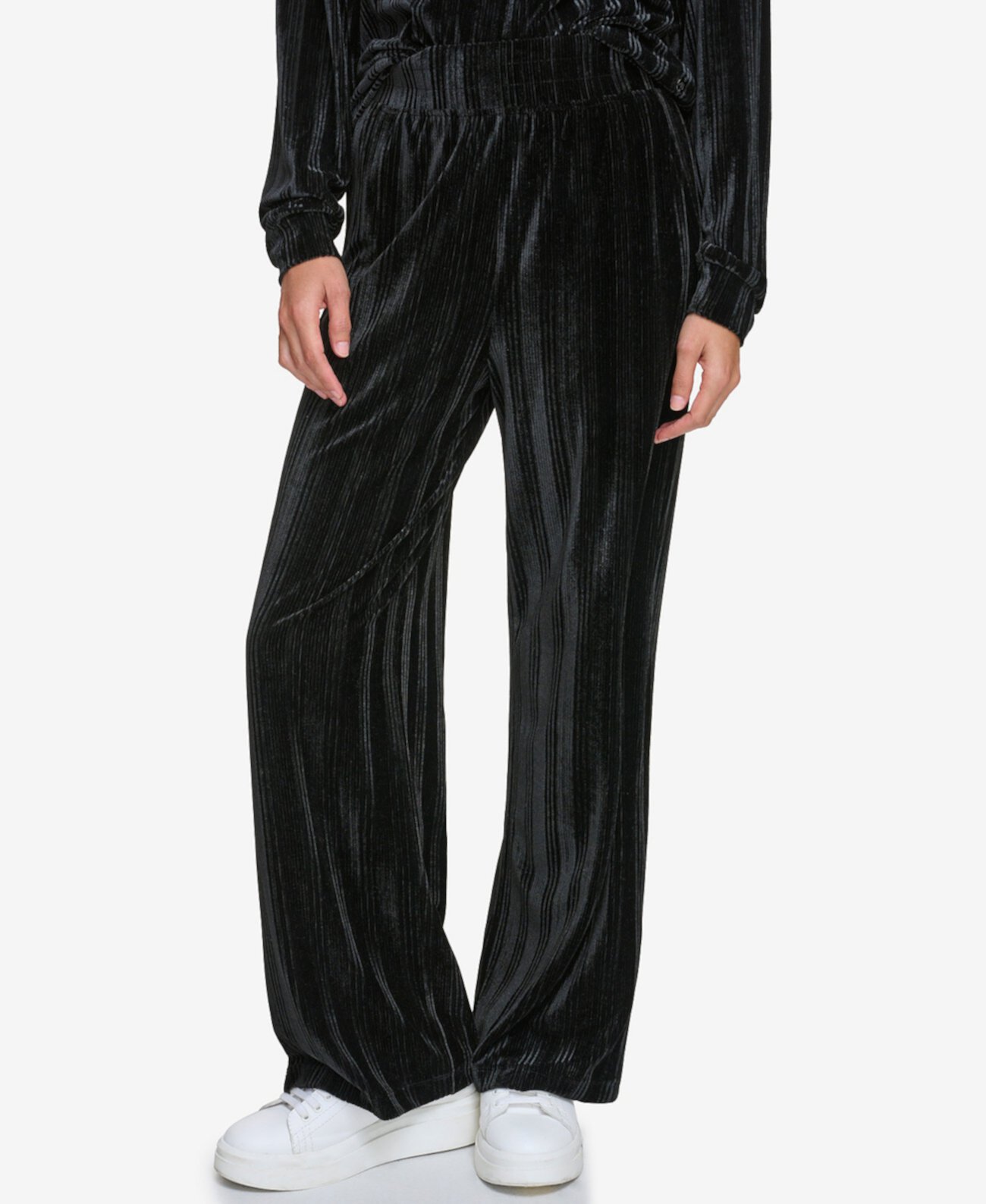 Женские бархатные брюки в рубчик с высокой талией Marc New York