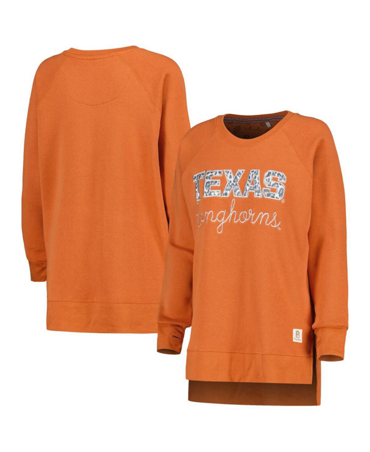 Женский пуловер реглан с принтом Texas Orange Texas Longhorns Steamboat и животным принтом, толстовка Pressbox