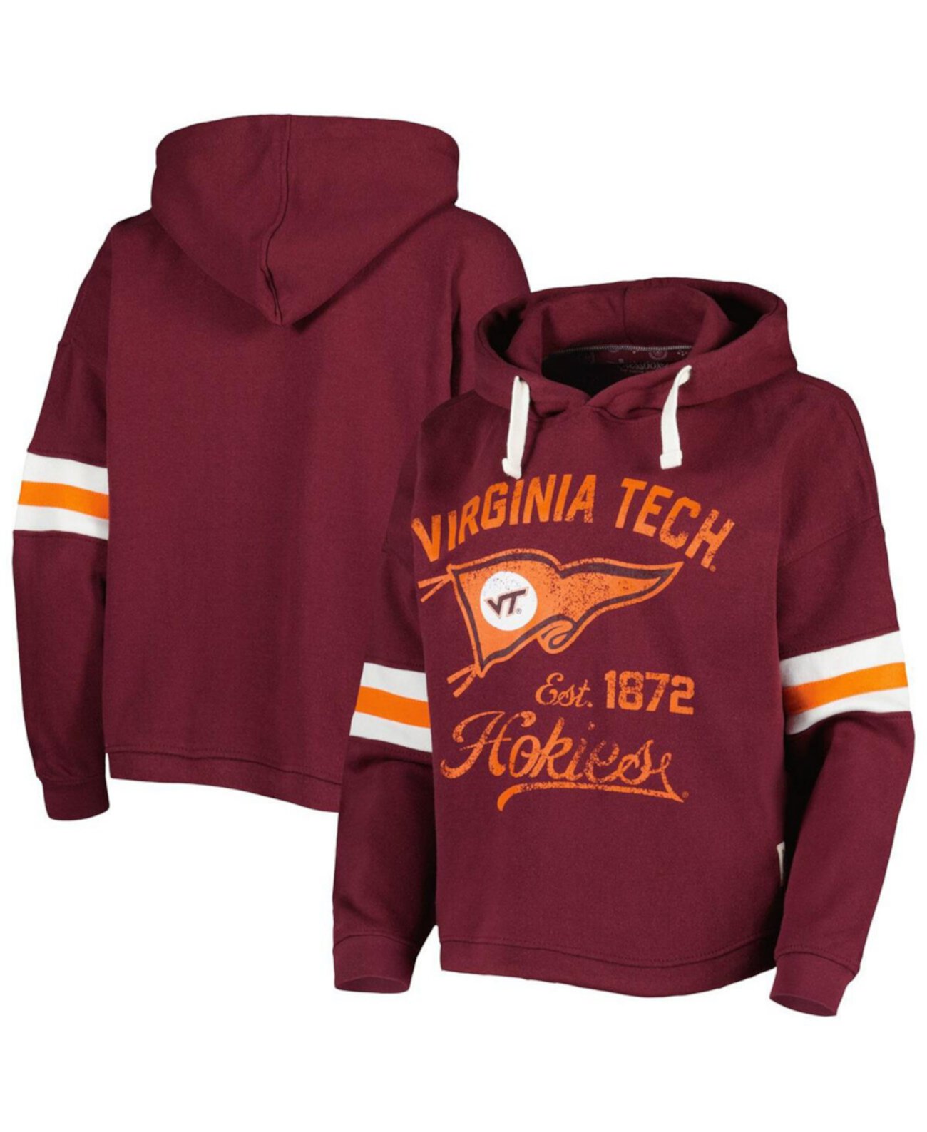 Женское худи бордового цвета с потертостями Virginia Tech Hokies Super Pennant Pressbox