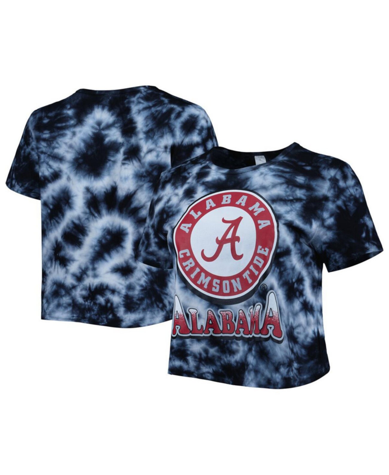 Женская черная укороченная футболка Alabama Crimson Tide Cloud-Dye ZooZatz