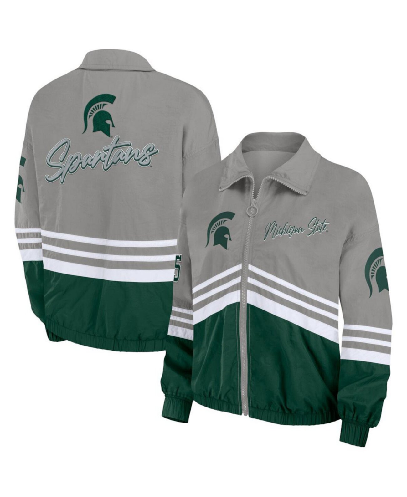 Женская Куртка WEAR by Erin Andrews С капюшоном и полосками Michigan State Spartans WEAR by Erin Andrews