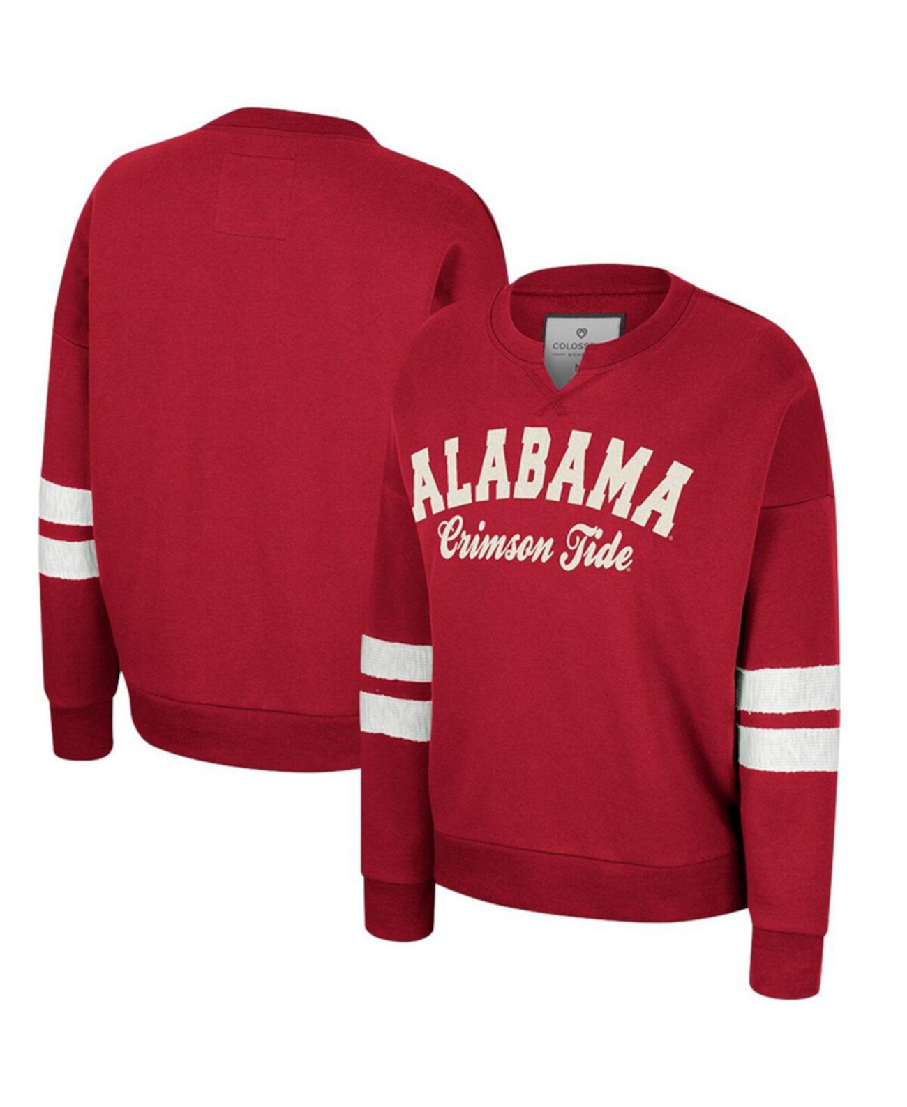 Женское худи Crimson Distressed с вырезом и логотипом команды Alabama Crimson Tide Colosseum